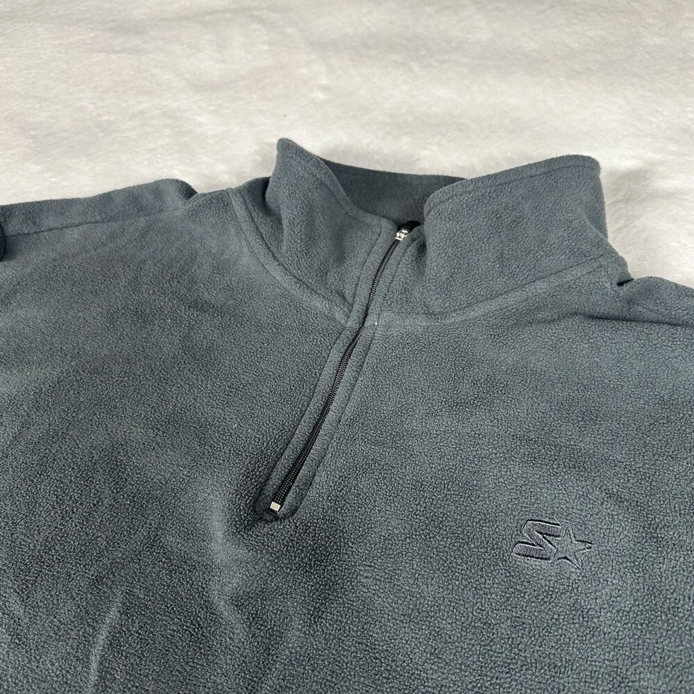 Starter Gray Fleece Quarter Zip Pullover Mens Large Soft Cozy Logo
